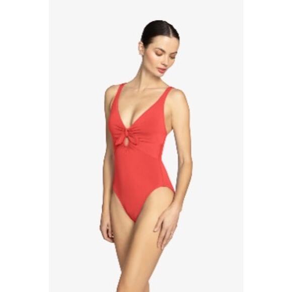 Robin Piccone Ava Knot One Piece Swimsuit Color Guava Size 6 NWOT - Picture 1 of 9